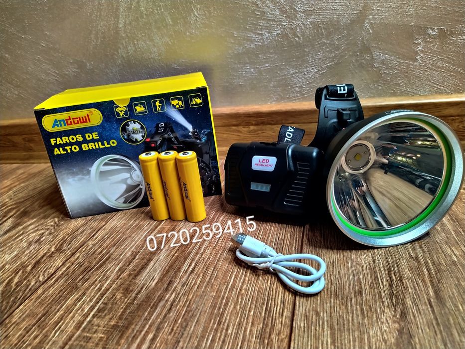 Lanterna Frontala Andowl cu Led P50 Pentru Distante Mari 500 Metri