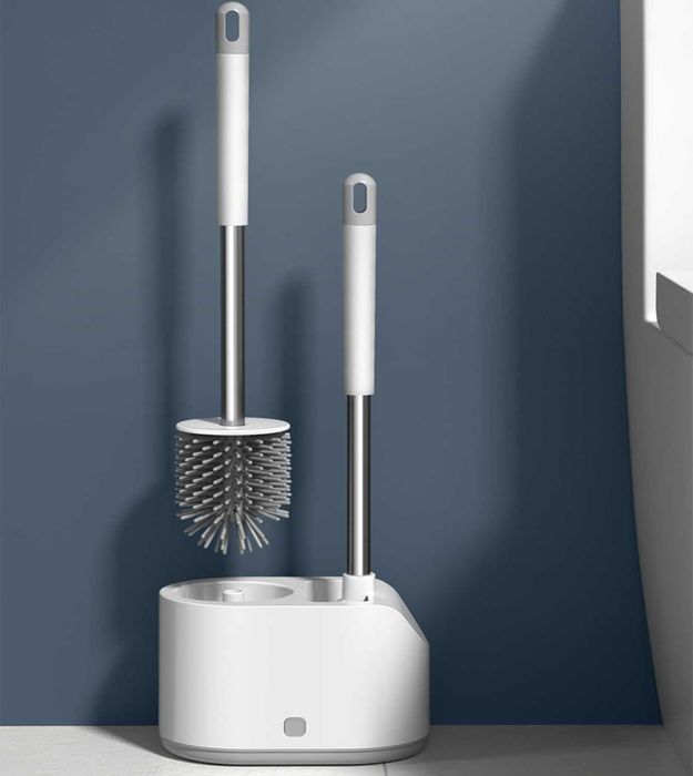 Perie toaleta 2-in-1 cu suport igienic si montare pe perete pardoseala