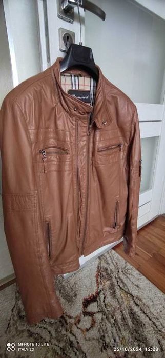 светло кафяво мъжко яке от естествена кожа L