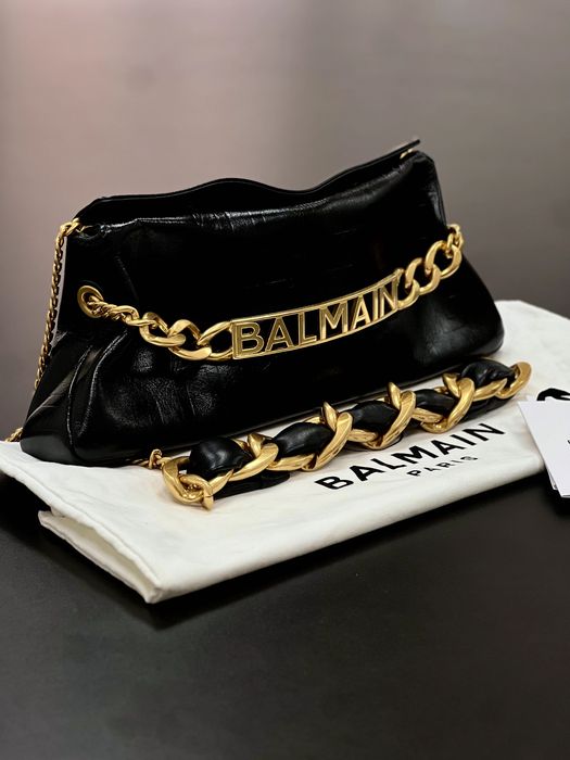 BALMAIN 1945 Soft Clutch – луксозна кожена чанта от телешка кожа, нова без забележки