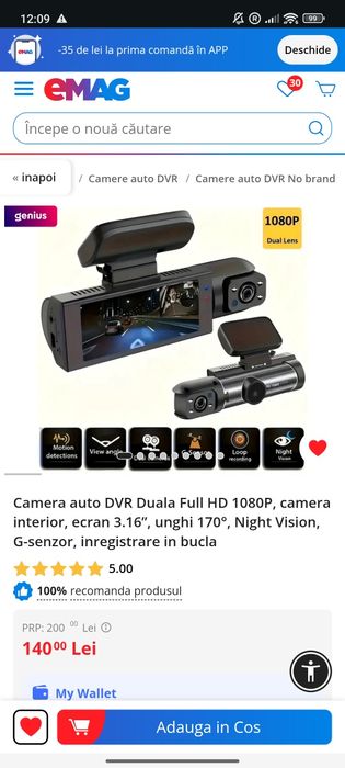 Dash cam camera auto dubla 1080p