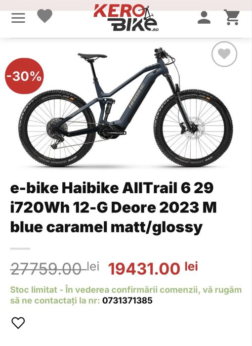 Vând E-Haibike AllTrail 6 – Garantie inca 15 luni – Ca Nouă (690 km)