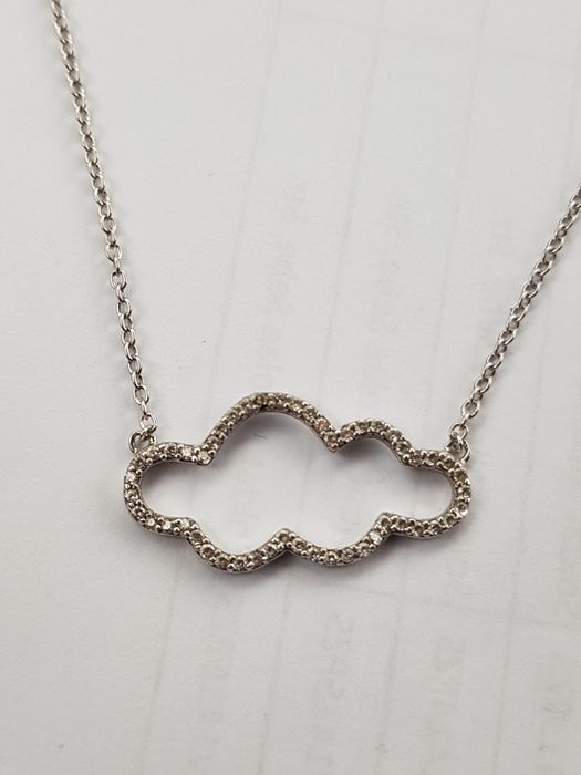 (41) Lant colier argint dama 925 italy, pandantiv nor,pietricele,nou