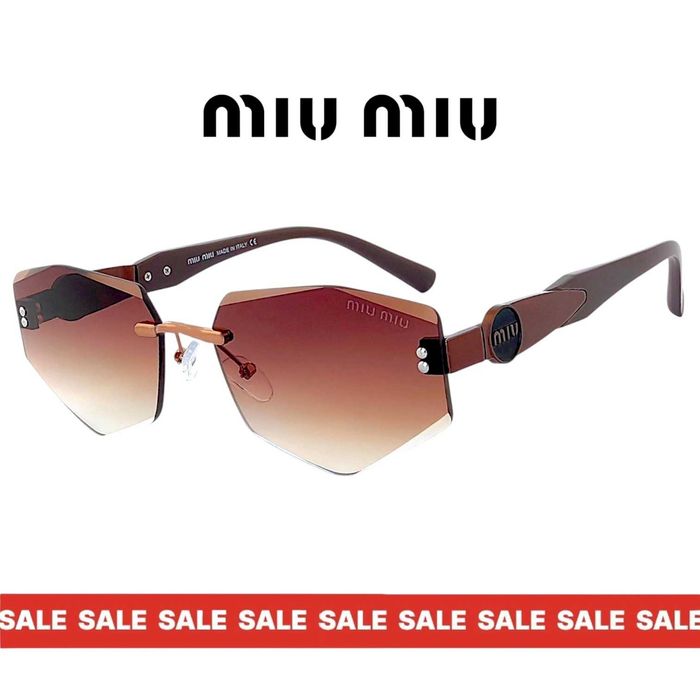 Miu Miu 2026 дамски слънчеви очила –ромбоидни фасетирани стъкла UV400