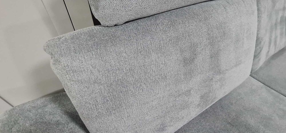 Сив комплект дивани от плат ъглов диван и тройка "Dieter Knoll"