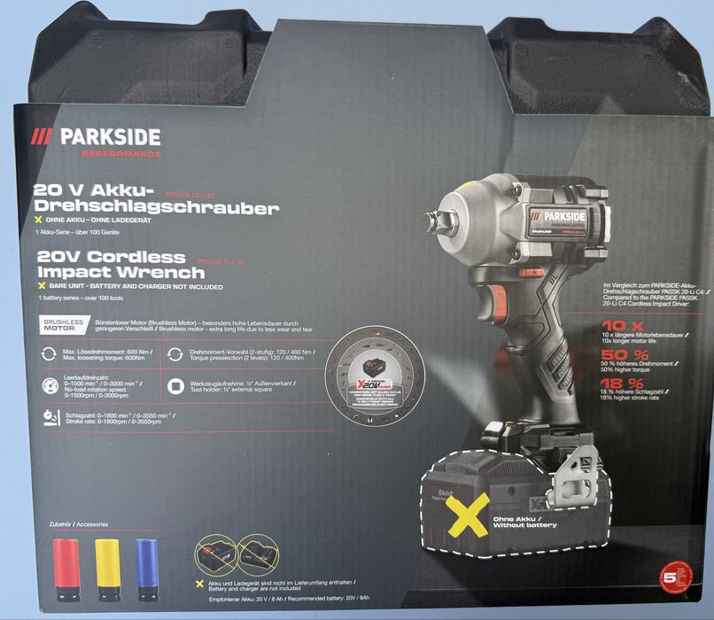 Masina de impact 20v 600Nm Parkside Performance