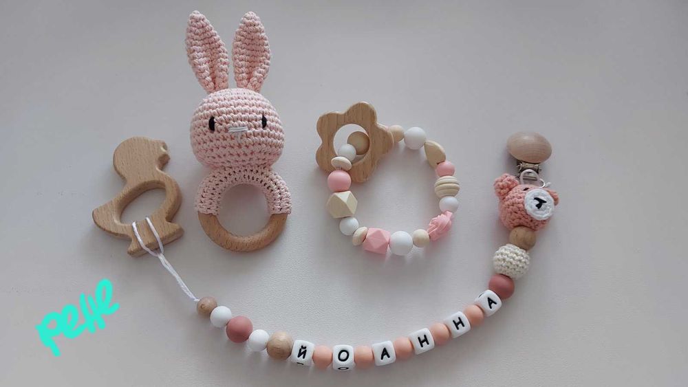 Персонализиран клипс за биберони, гердан за кърмене, гривна дъвкалка