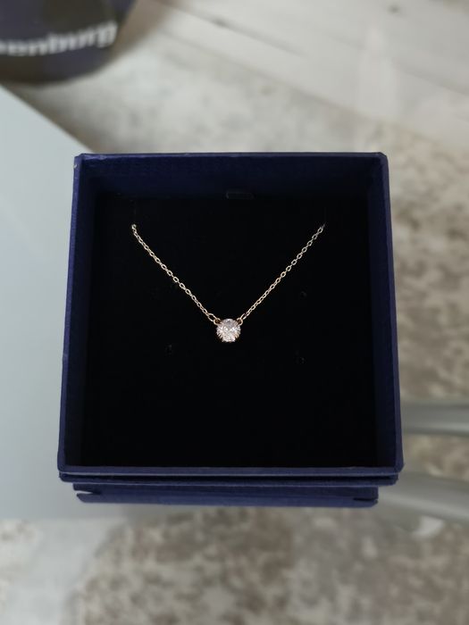 Lantisor Swarovski argintiu petricică alba