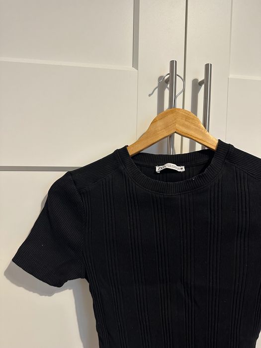 Tricou, Zara, M, negru, cu dungi, damă