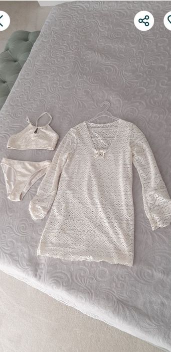Set H&M/fete. Costum de baie+rochie plaja 10-12 ani