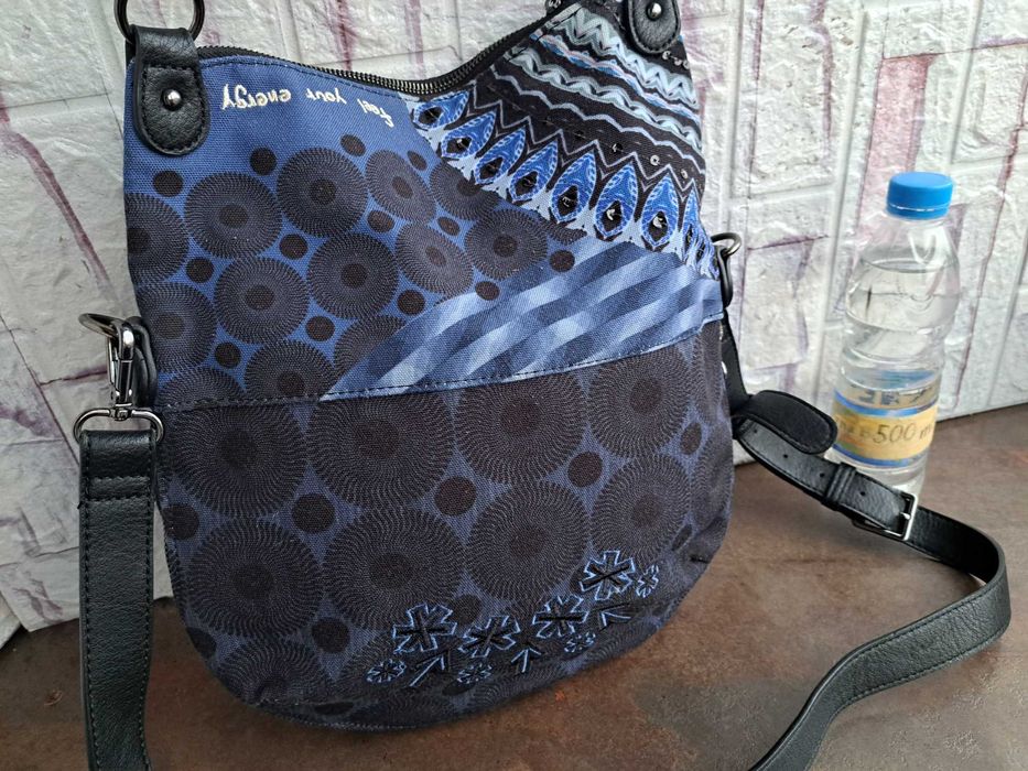 дамска чанта Desigual ,текстилна синя торба,