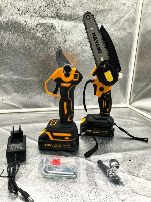 Set mini fierastrau lanț si foarfeca electrica Hayami 499 lei