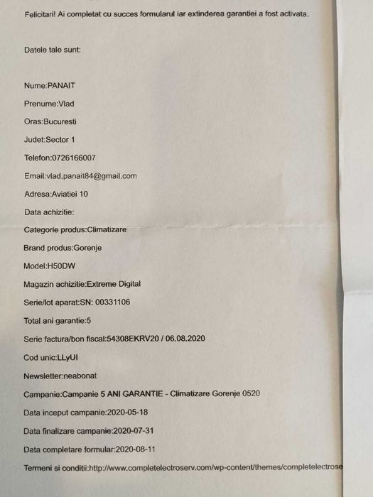 Umidificator / Ionizator Gorenje HD50DW ca nou - CU GARANTIE !