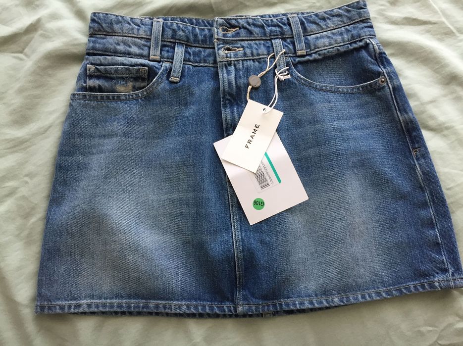 Къса дънкова пола Frame с висока талия, M - L, нова