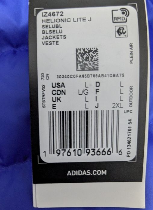 Geaca originala Adidas HELIONIC LITE J, puf de rata, marime L