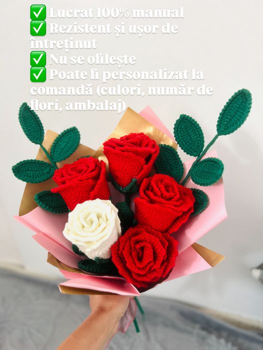 Buchet de trandafiri handmade
