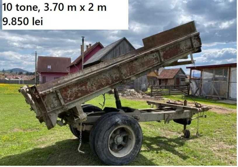 Remorca basculabila pe 3 parti, 10 tone, 3.70 m x 2 m