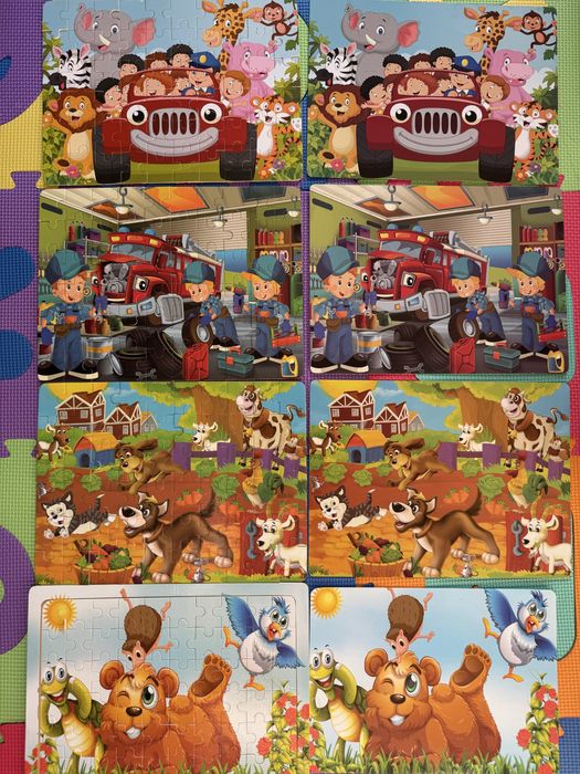 Puzzle copii 4 buc, 60 piese din lemn