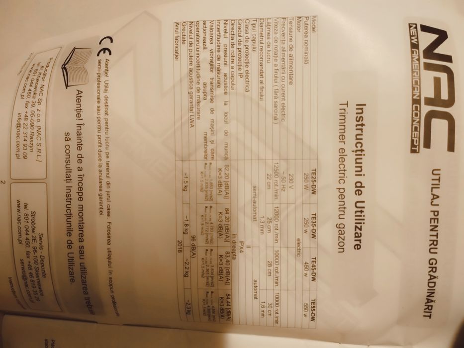 Trimmer electric pentru gazon Nac