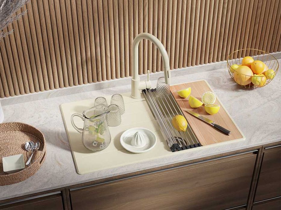 Беж кухненска гранитна мивка Копенхаген 780х500 Top 45