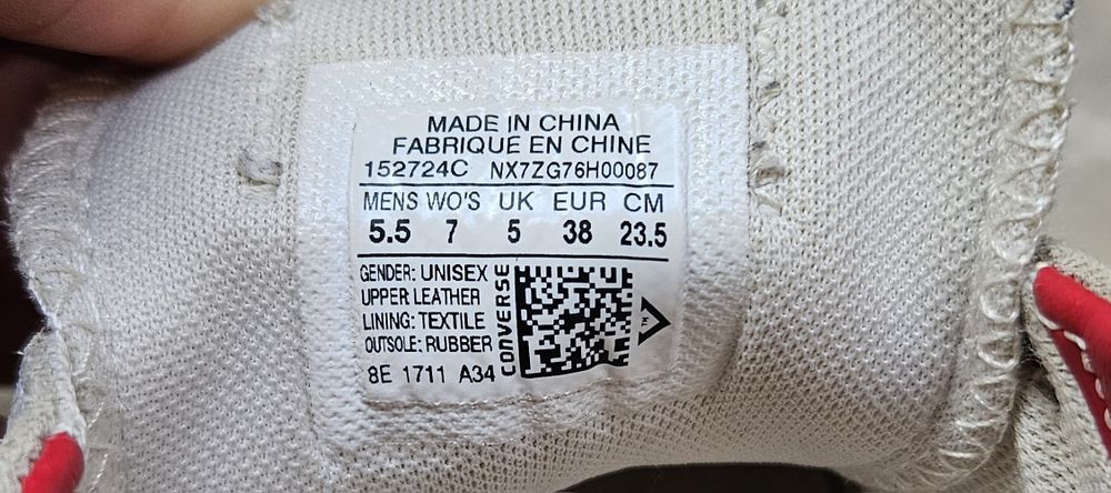 Кецове Converse Pro Leather, 38 номер, размер на стелката 23,5 см.