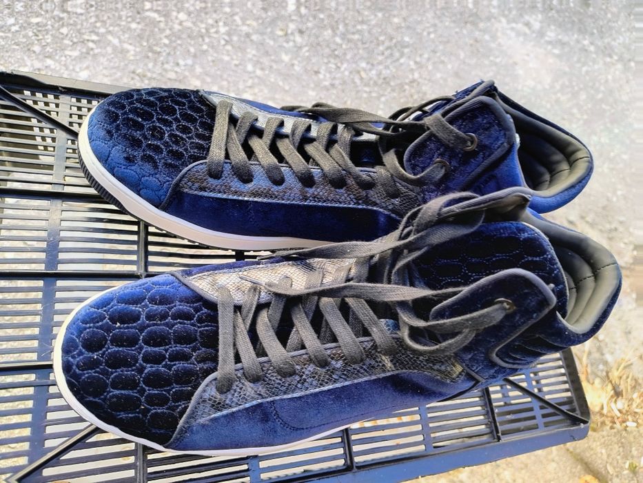 Нови боти ZARA кожа и набук, тъмно синьо