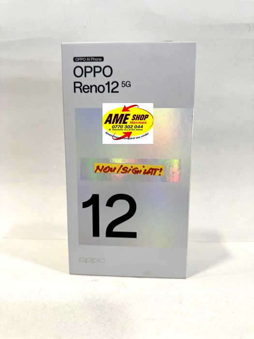 Oppo Reno 12 5G, 256GB/12GB RAM, Astro Silver, NOU/Sigilat!