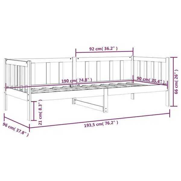 Pat 90x190 cm lemn masiv de pin alb - vidaXL