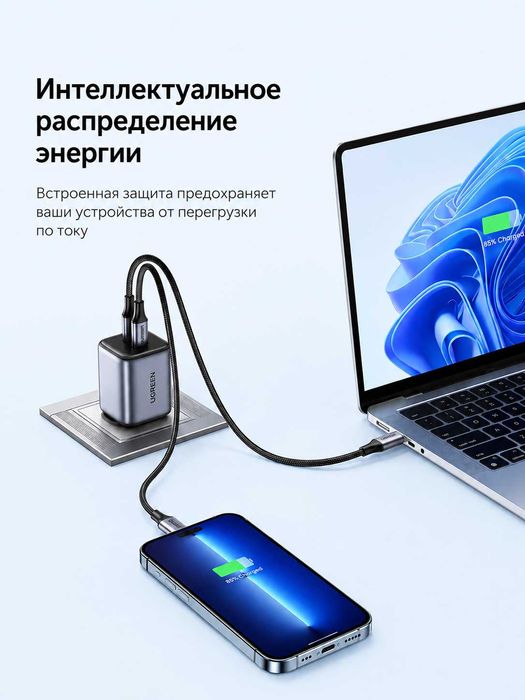 Зарядное устройство UGREEN CD294 45W USB-C быстрая зарядка