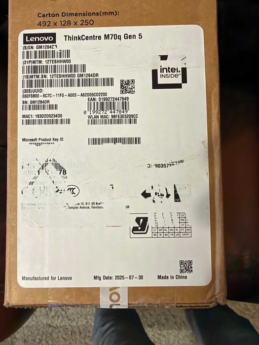 Lenovo ThinkCentre M70q Gen 5, i5-14400T, 16GB DDR5, 256GB NVMe SSD