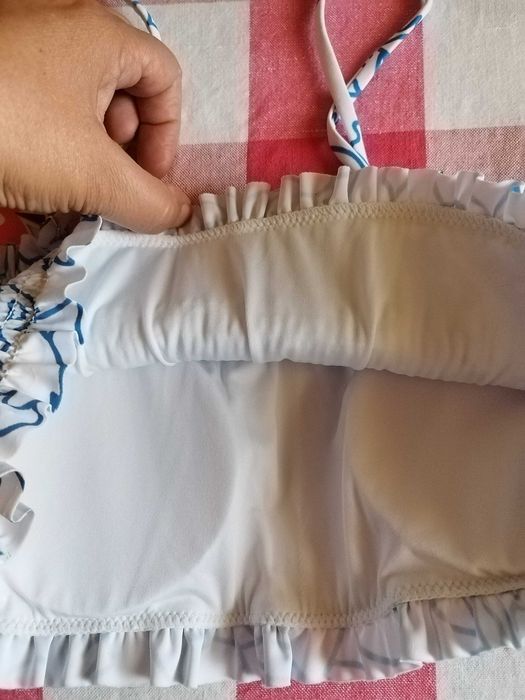 Sutien cu top, alb/albastru de la: CIDER, marimea: M, nou, cu eticheta