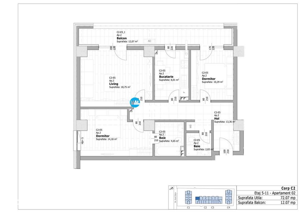 Avans 20%!  Apartamente noi - 3 camere 2 bai, de la Dezvoltator!