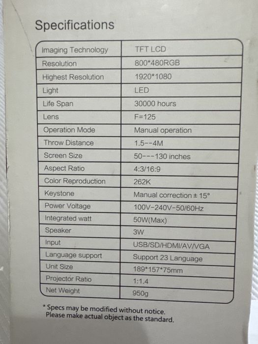 Продам LED LCD проектор