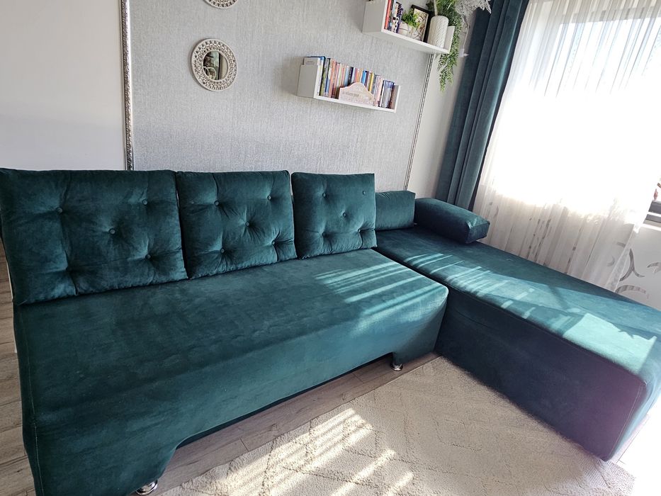 Canapea coltar modulara, extensibila, lada depozitare, perne tapitate