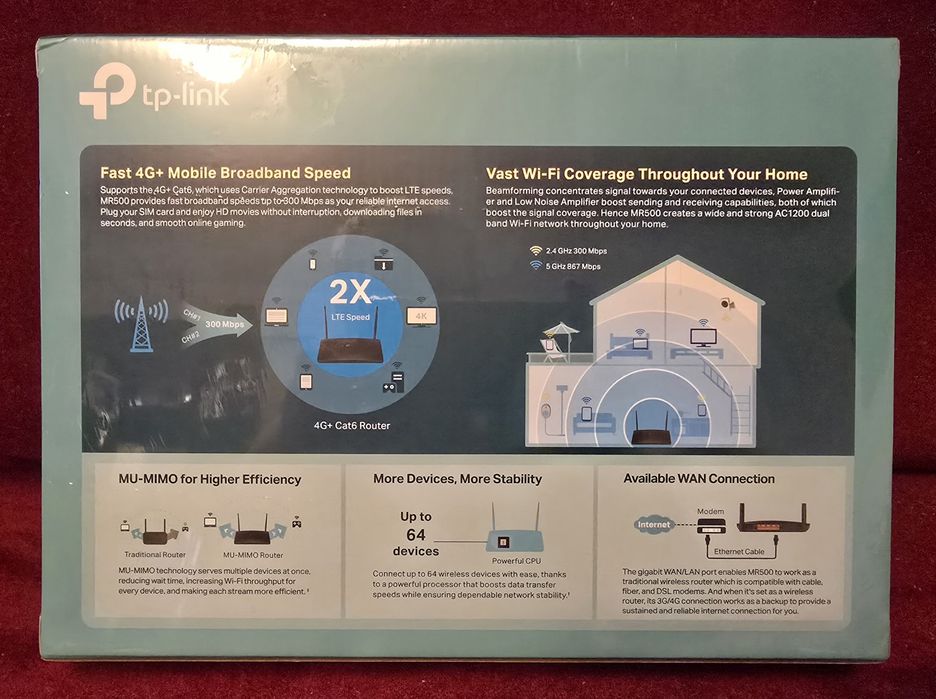 Router TP-LINK Archer MR500, Dual-Band, 4G+, SIGILAT, GARANTIE 2 ANI