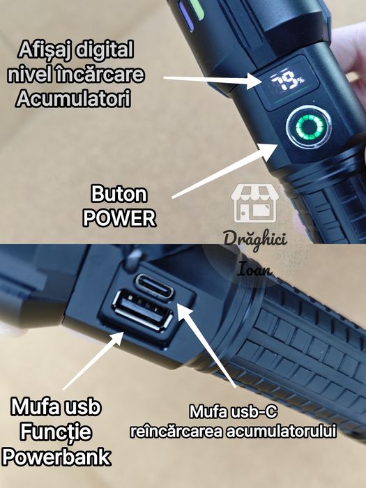 Lanterna M60 LASER DIGITAL - led M60 LASER pt.distanta < 1,4km