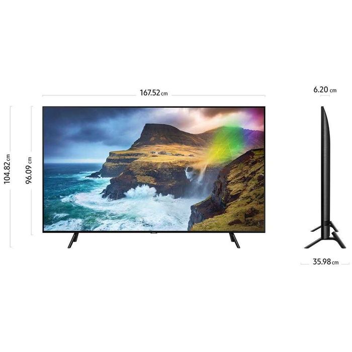 Televizor QLED Smart Samsung 75" (189 cm) Impecabil, 75Q70RA, Quantum Dot 4k UHD, Quantum HDR 1000, cu Stand