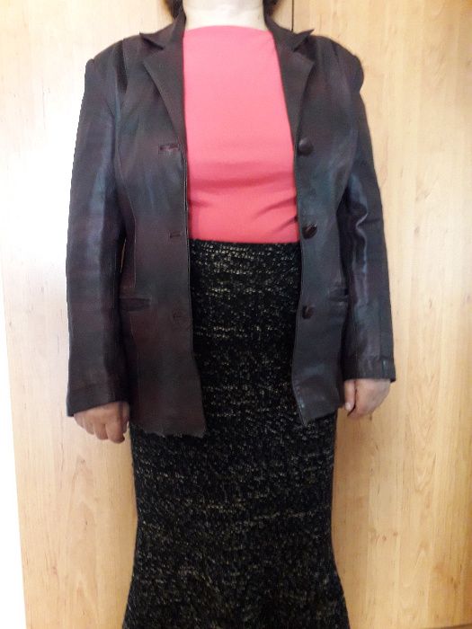 Geaca Jacheta Piele dama pe Rosu Bordeaux