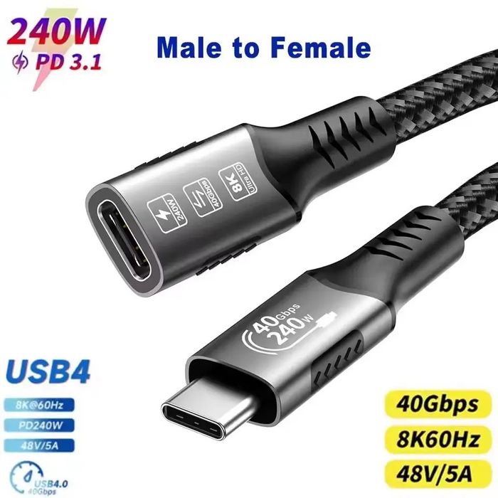 Type-c удлинитель thunderbolt 240w