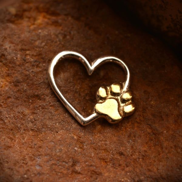 Сребърен медальон 925 „Сърце и лапичка“ – със златни акценти  бижу