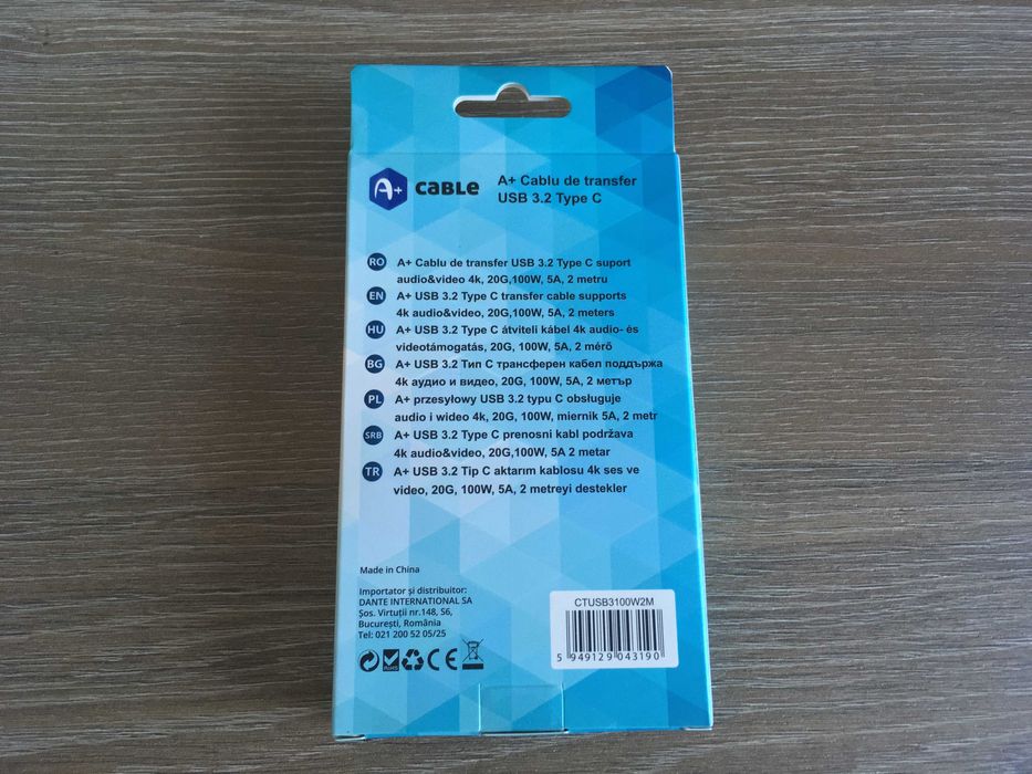 cablu thunderbolt 3, usb C audio/video 4k, incarcare 100W 5A, nou