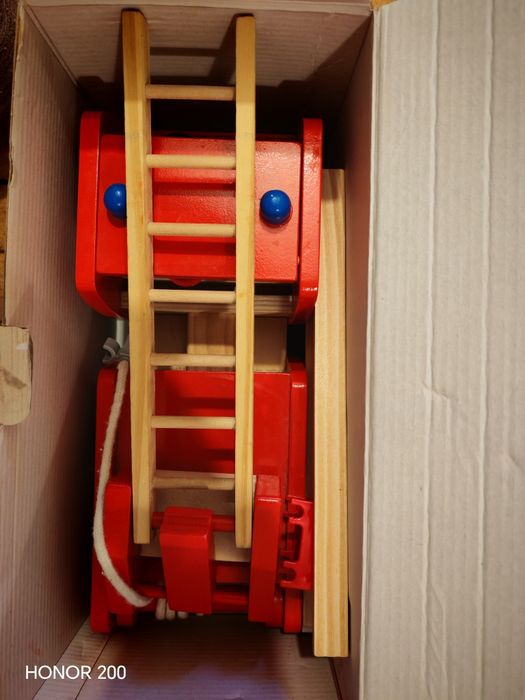 Mașinuța pompieri lemn copii