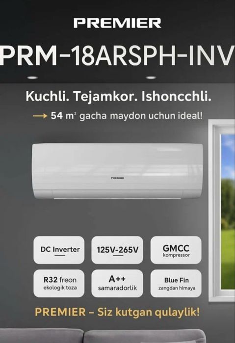 Konditsioner 18 premier GARANTIYA 10 yil Aksiya 30%