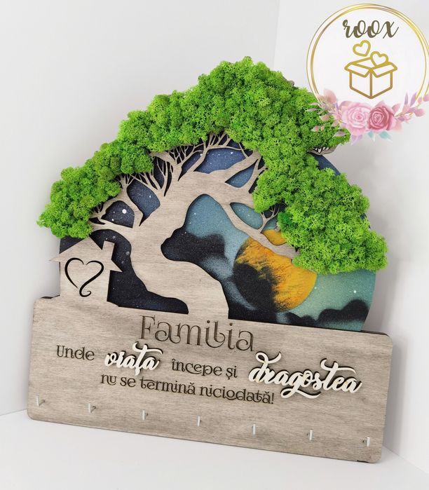 Aranjament licheni / suport chei / idee cadou sau pentru familia ta