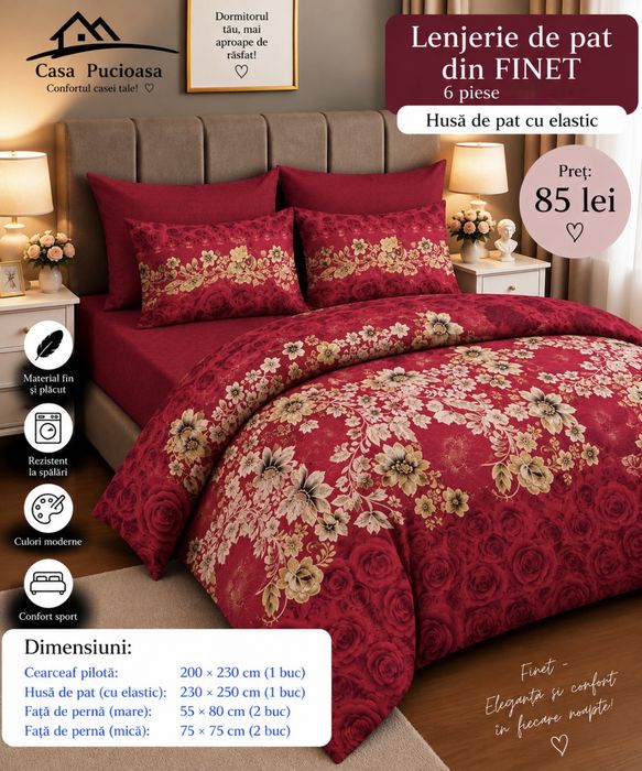 Lenjerii de pat finet 6 piese