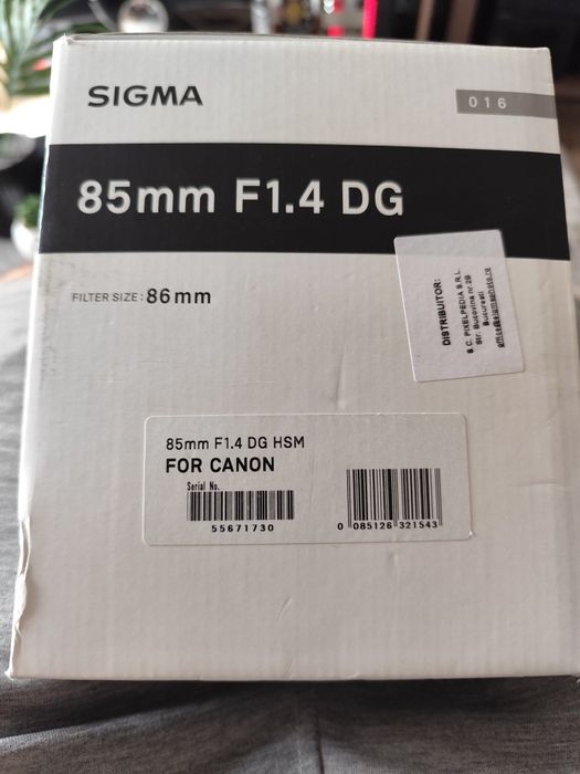 Obiectiv Sigma Art 85mm F1. 4 DG  Canon!