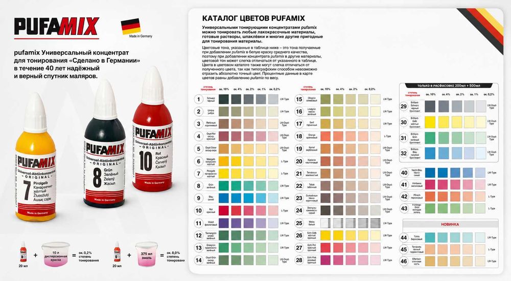 Rangli Koler / Pufamix Koler/ Pufamix 20 Ml Orginal /Колеры для красок