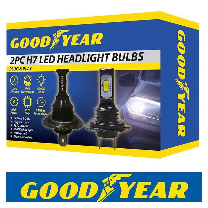 Set 2 becuri auto LED H7 3570, 6000K, 30000LM, 200W, 9-24V