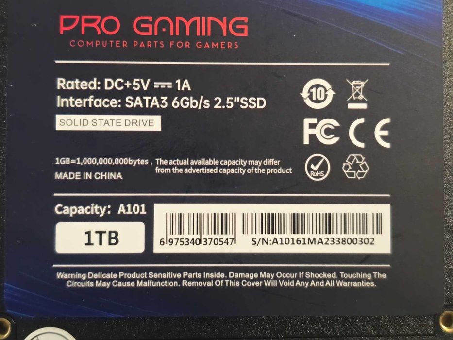 Solid State Drive (SSD) Pro Gaming 1TB, SATA III 6Gb/s, 2.5",SATA3, A101
