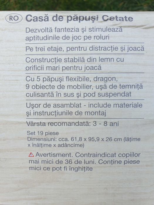 Casa de papusi/Castel de lemn/Cetate de jucarie, 1 metru SIGILAT